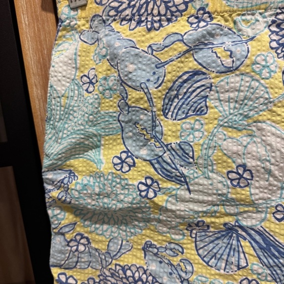 🌼 Vintage Lilly Pulitzer Lobster print Floral Seersucker Shorts seashell ocean - Picture 7 of 11